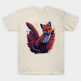 Clever fox Ablaze with flowers T-Shirt